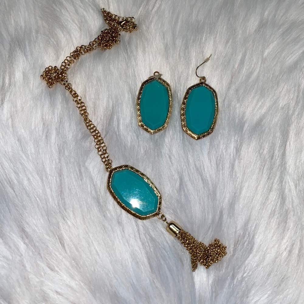 Turquoise necklace and earring set